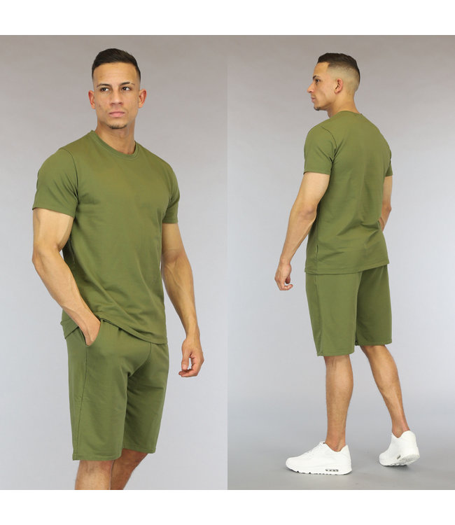 !OP=OP Basic Legergroene Loose-Fit Heren Short Set