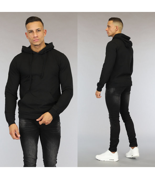 !OP=OP Basic Zwarte Heren Hoodie met Kangoeroezak