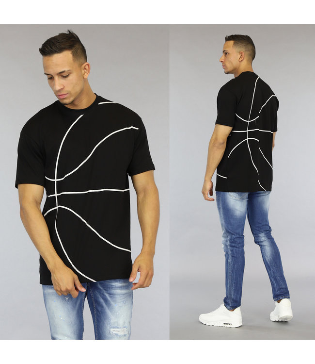 !OP=OP Zwart Heren Shirt met Basketbal Opdruk