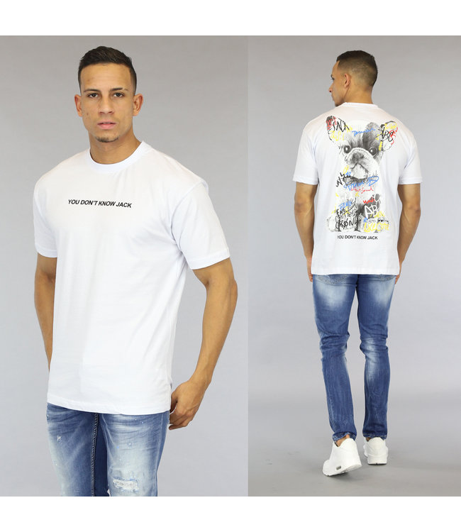 Wit Heren Shirt met Honden Opdruk
