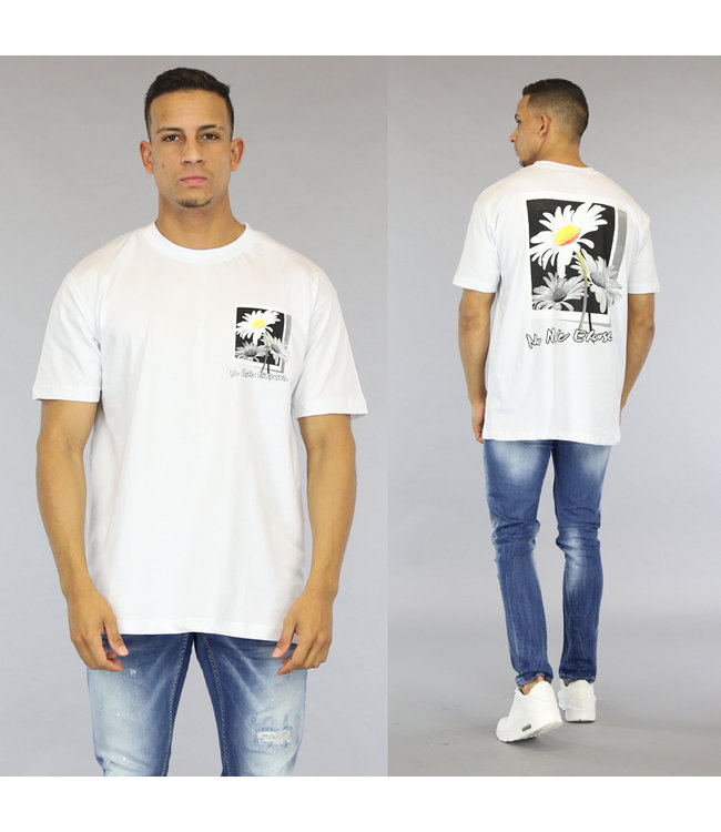 Wit Heren Shirt met Madelief Opdruk