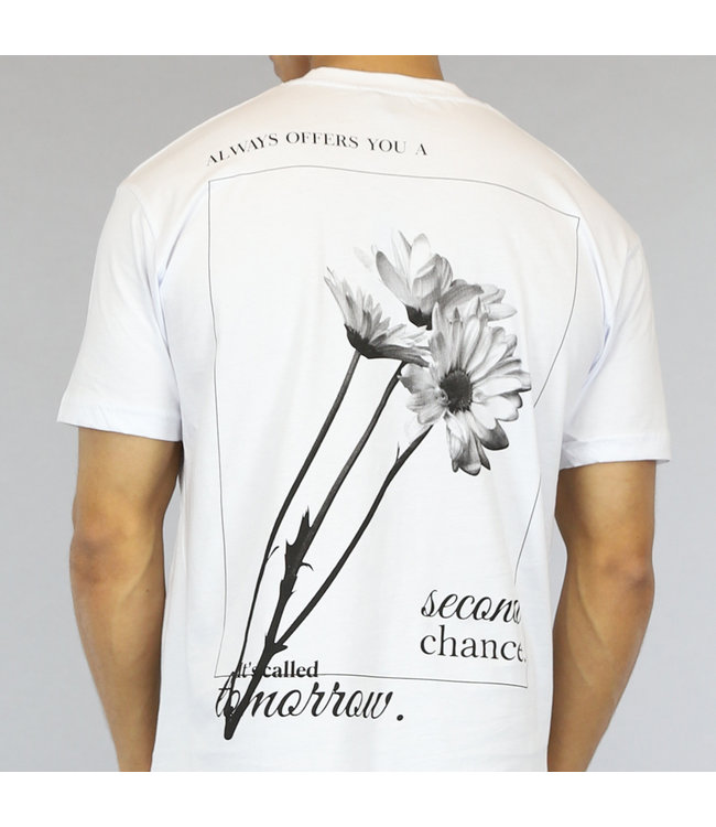 Wit Heren Shirt met Life en Madelief Opdruk