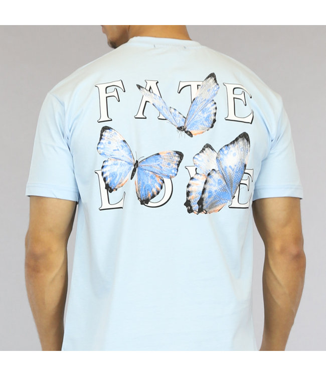 Lichtblauw heren Shirt met Butterfly Opdruk