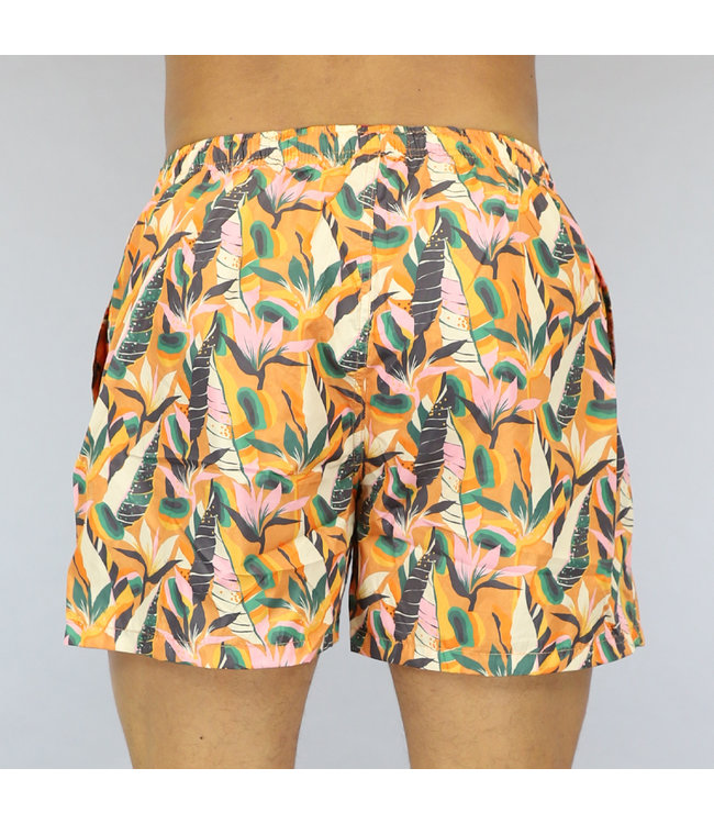 Heren Zwembroek met Oranje Bloemen Print