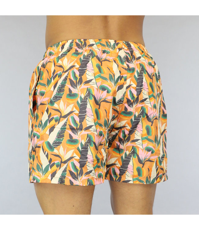 Heren Zwembroek met Oranje Bloemen Print