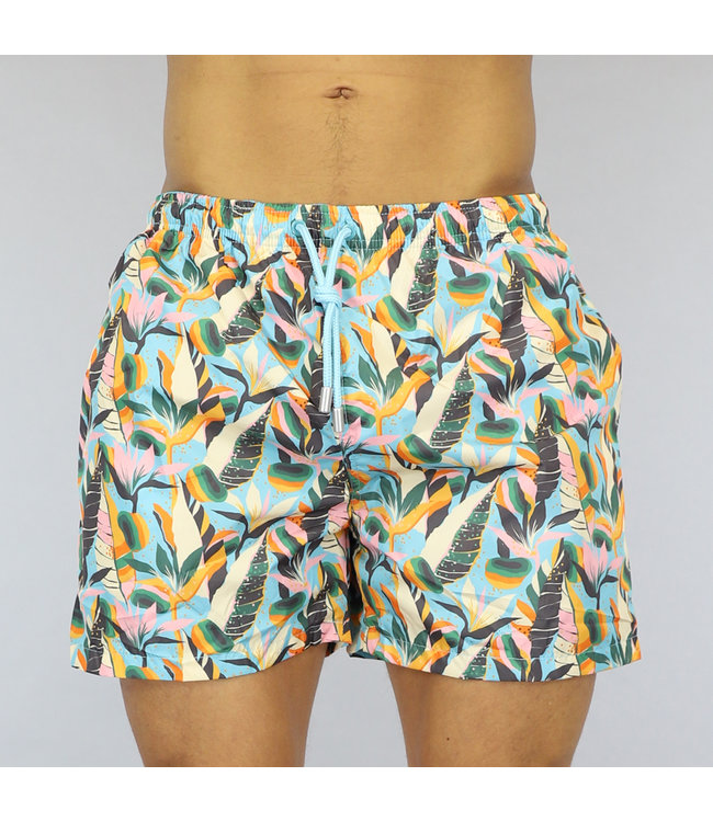 Heren Zwembroek met Blauwe Bloemen Print