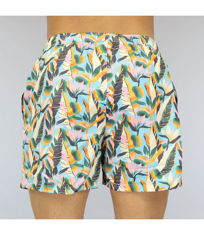Heren Zwembroek met Blauwe Bloemen Print