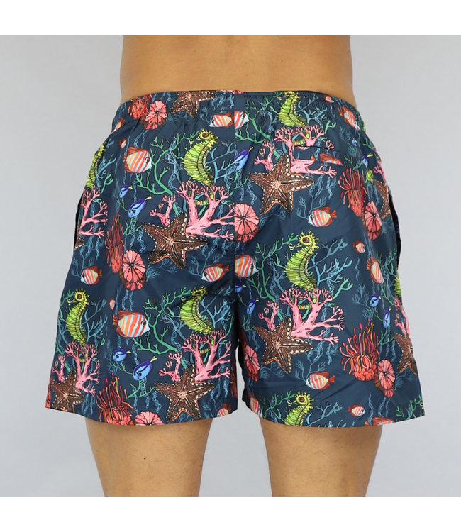 Donkerblauwe Heren Zwembroek met Sea Life Print