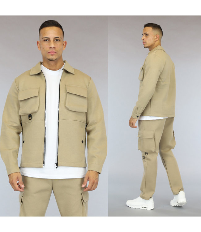 Beige Zacht Heren Cargo Vest