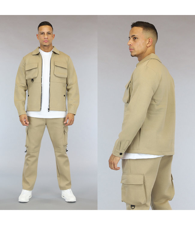 Beige Zacht Heren Cargo Vest