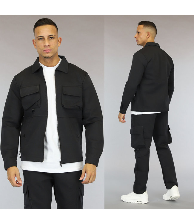 Zwart Zacht Heren Cargo Vest
