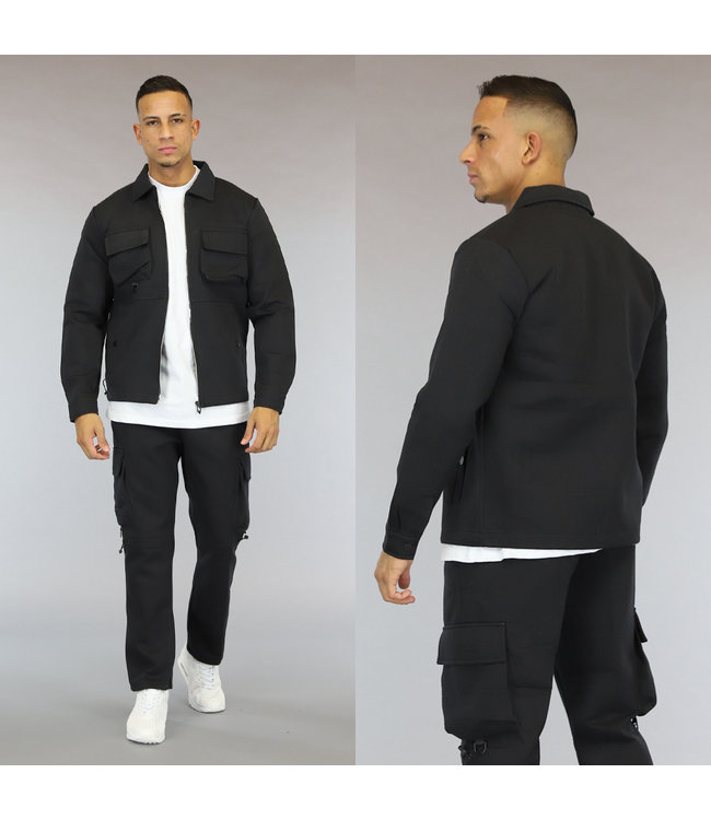 Zwart Zacht Heren Cargo Vest