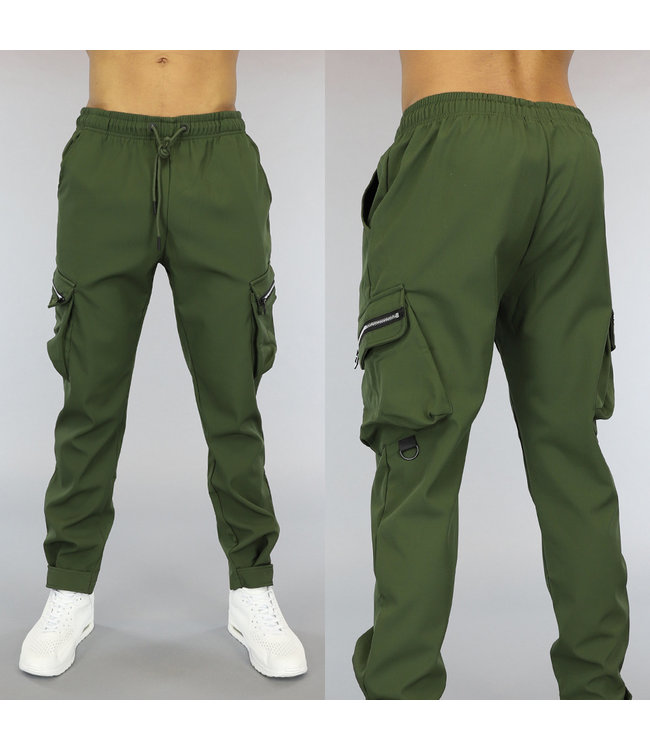 Groene Heren Cargo Broek met Sierrits