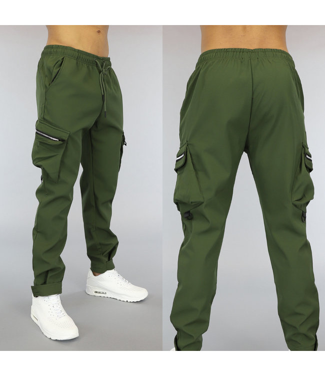 Groene Heren Cargo Broek met Sierrits