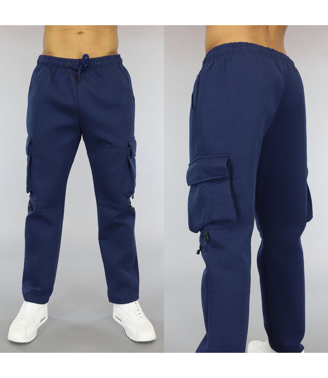 !SALE50 Donkerblauwe Zachte Heren Cargo Broek