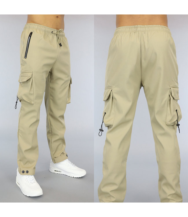 Beige Heren Cargo Broek met Verstelbare Pijpen