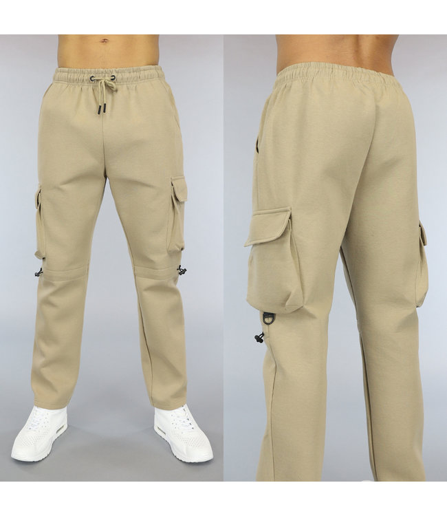 Beige Zachte Heren Cargo Broek