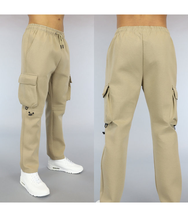 Beige Zachte Heren Cargo Broek