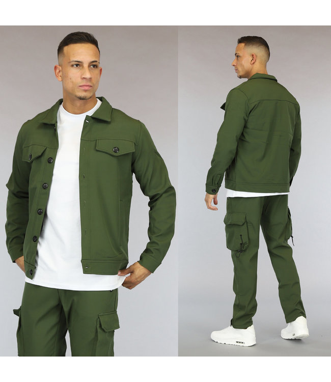 Groen Heren Cargo Vest met Knopen