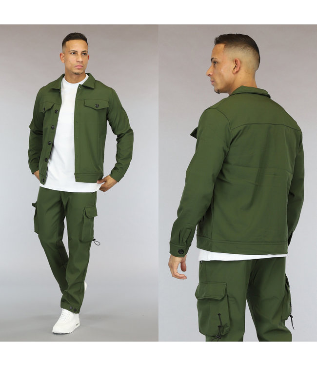 Groen Heren Cargo Vest met Knopen