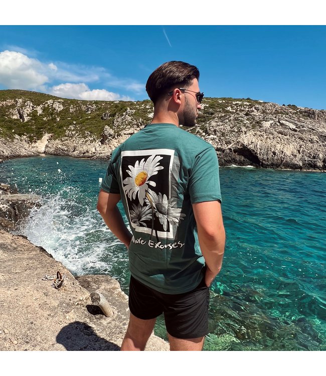 Groen Heren Shirt met Madelief Opdruk