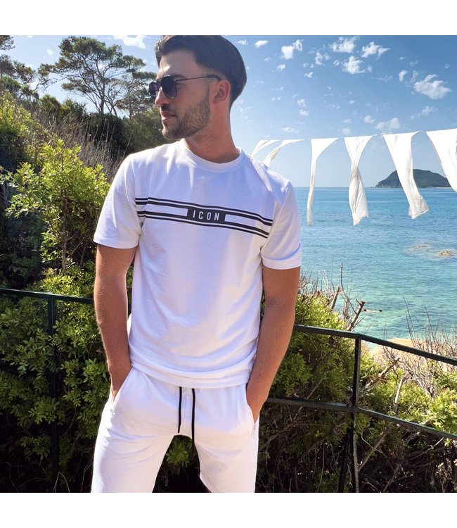 !OP=OP Witte Heren Icon Short Set met Strepen