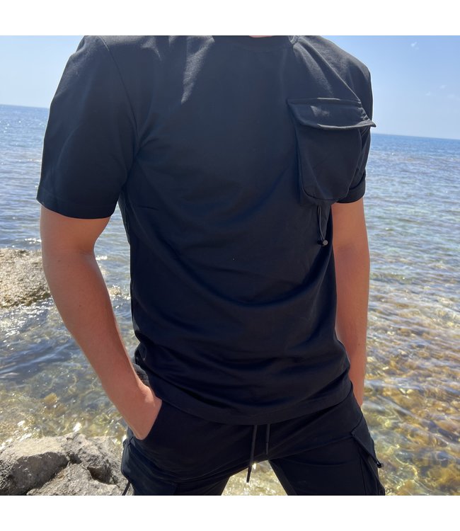 Zwarte Heren Short Set met Afsluitbare Zakken