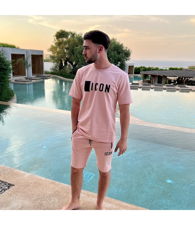 Lichtroze Loose Fit Heren Icon Short Set