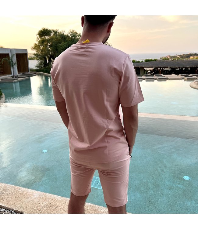 Lichtroze Loose Fit Heren Short Set