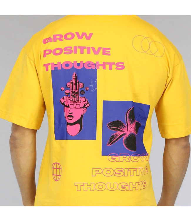 !OP=OP Geel Grow Positive Thoughts Heren Shirt