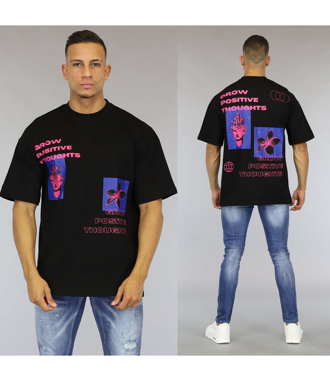 !OP=OP Zwart Grow Positive Thoughts Heren Shirt