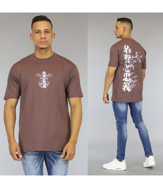 Aubergine Kersenbloesem Heren Shirt