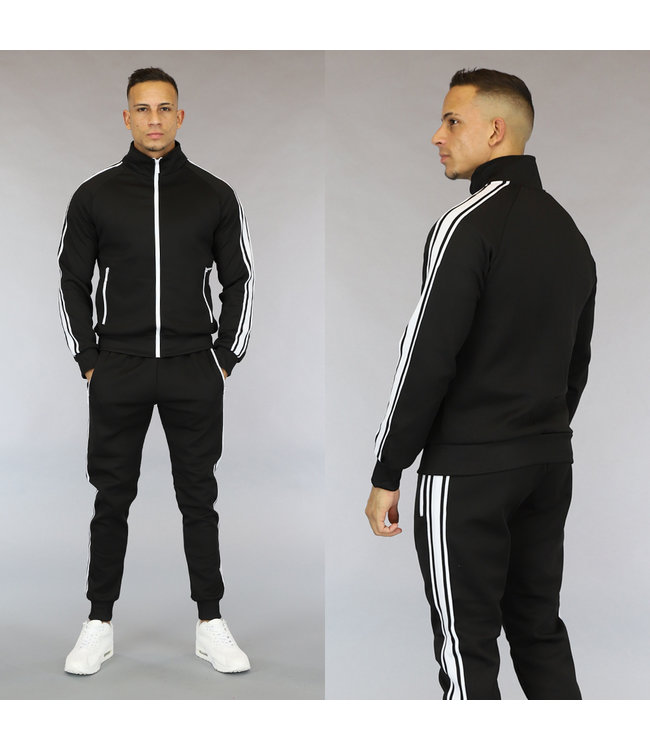 !OP=OP Zwart Heren Tracksuit met Streepdetail