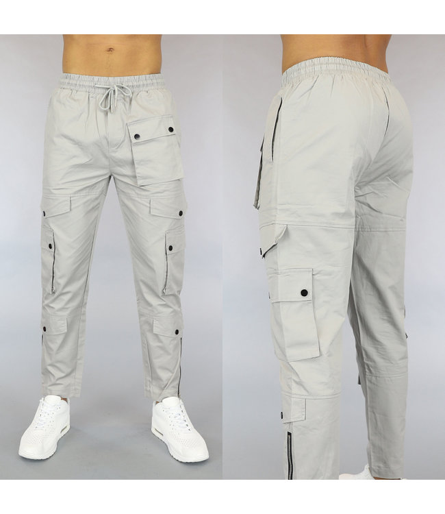Heren Cargo Broek Grijs met Cargo Zakken