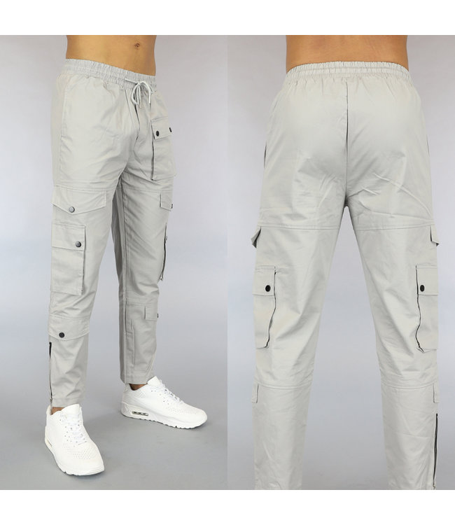 Heren Cargo Broek Grijs met Cargo Zakken