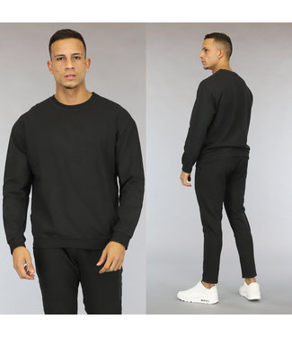 NEW2309 Basic Zwarte Comfy Heren Sweater