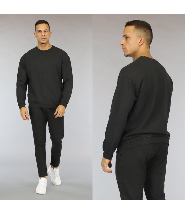 Basic Zwarte Heren Sweater