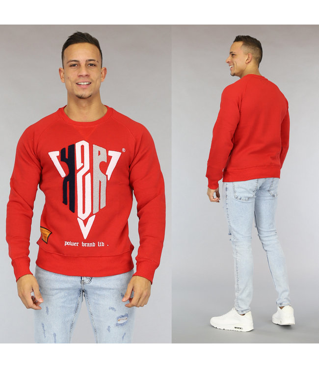 !OP=OP Rode Heren Sweater met Borduursel