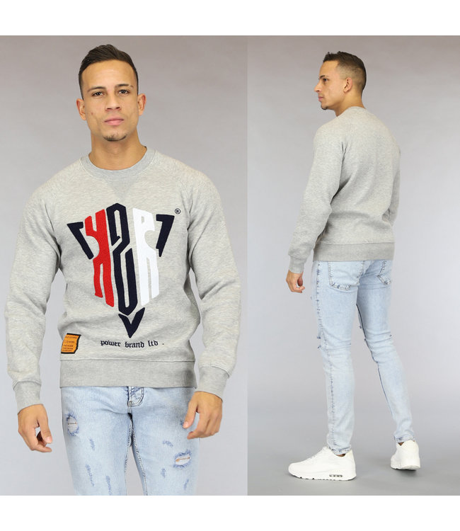 !OP=OP Grijze Heren Longsleeve Sweater met Borduursel