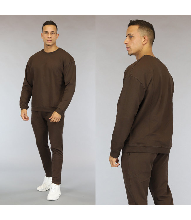 Basic Bruine Heren Sweater