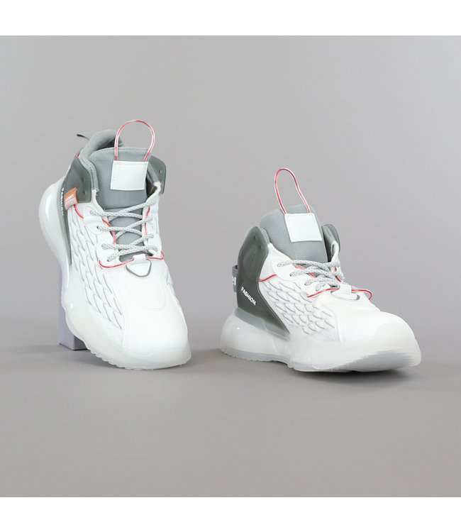 !SALE50 Grove Witte Heren Sneakers met Air Zool en Rode Details