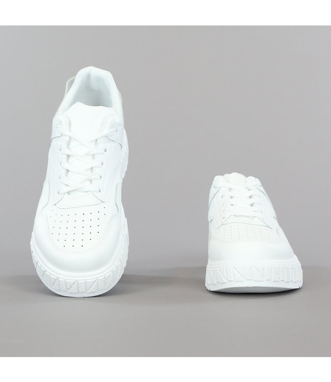 !SALE50 Witte Low Heren Sneakers met Gestructureerde Zool