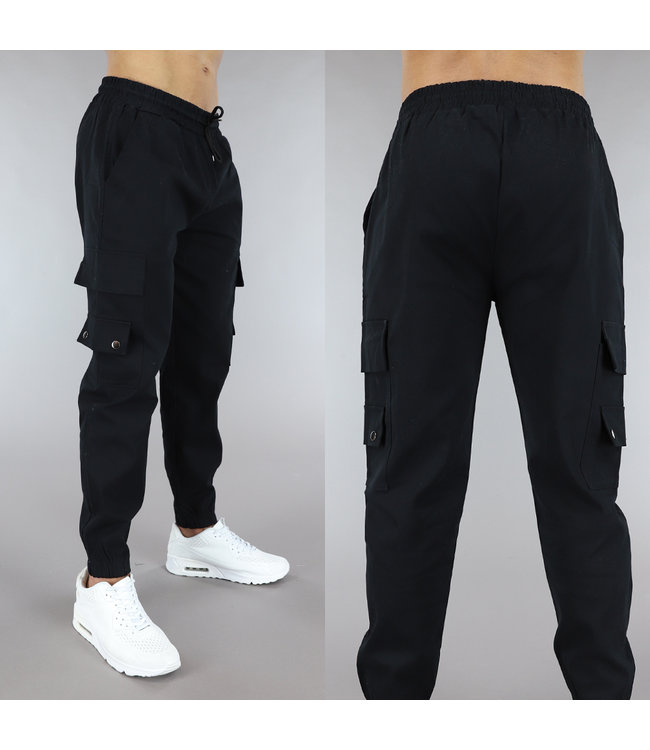 Basic Zwarte Heren Cargo Broek 