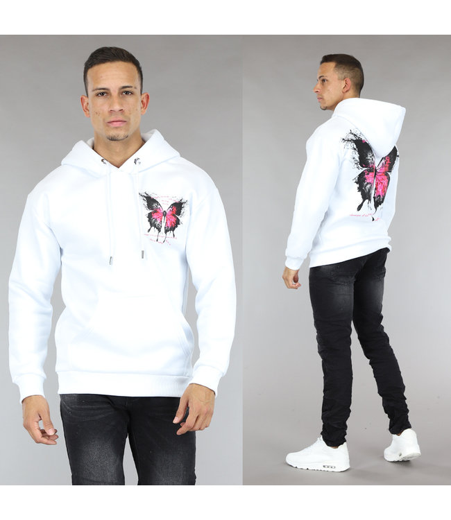 !OP=OP Witte Butterfly Mannen Hoodie