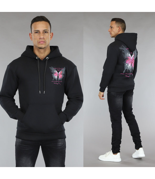 !OP=OP Zwarte Butterfly Mannen Hoodie