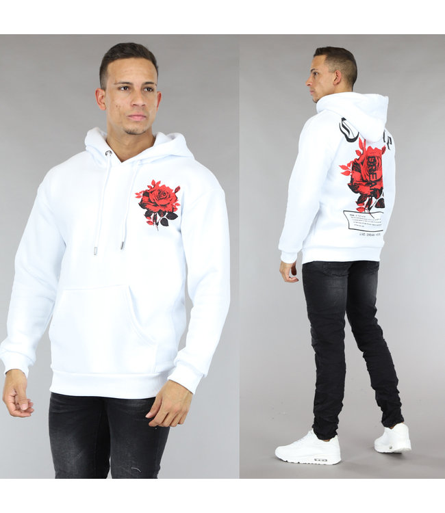Witte Rose Heren Hoodie