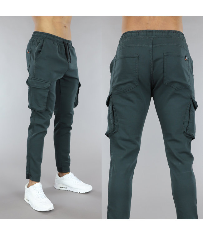 Navy Blauwe Mannen Jogger met Cargo Zakken