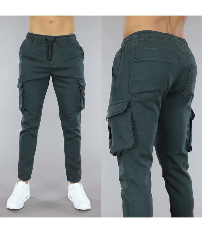 Navy Blauwe Mannen Jogger met Cargo Zakken