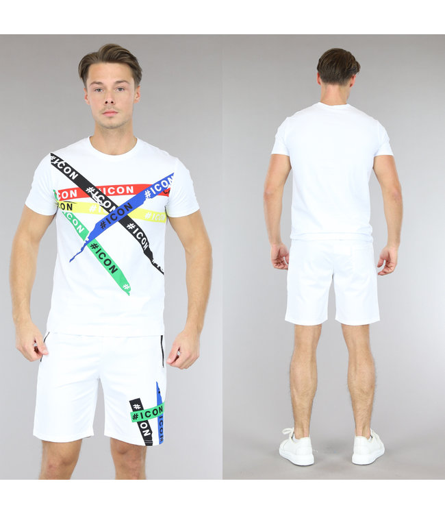 !OP=OP Witte Mannen Icon Short Set met Slim Fit