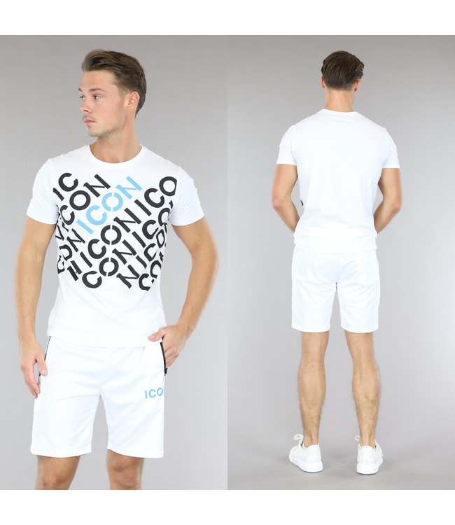 !SALE50 Witte Heren Short Set met Print